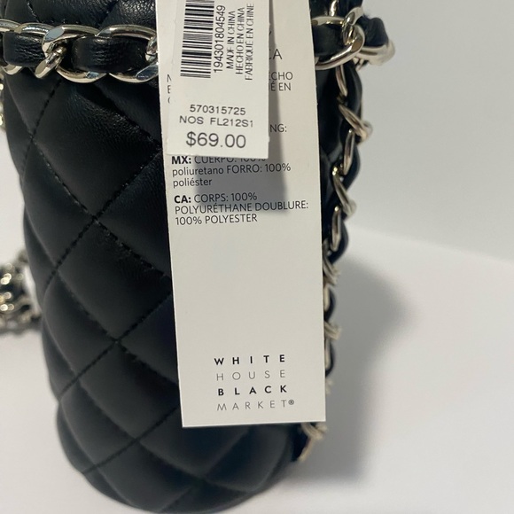 White House Black Market Quilted Black Crossbody Bottle Bag - Picture 2 of 5